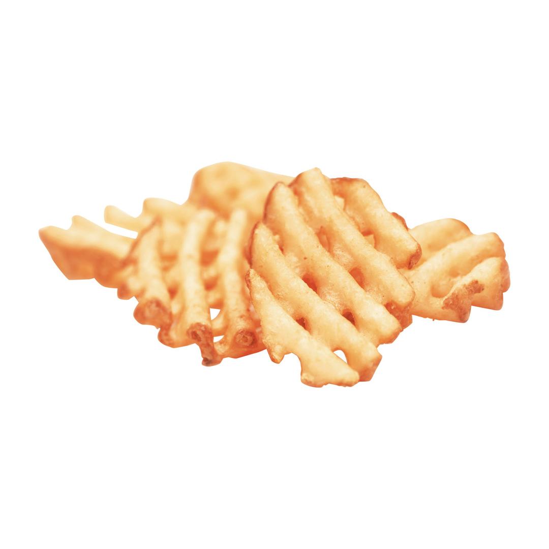 Papas a la francesa con cobertura corte lattice, con cáscara